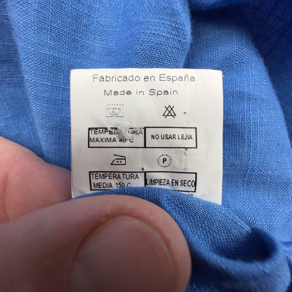 Relaxed Blue Linen-Blend Button Up - Picture 7 of 8